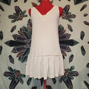 Small Millennial Pink Waffle Knit Tank Tennis Tunic with Ruffle Hem